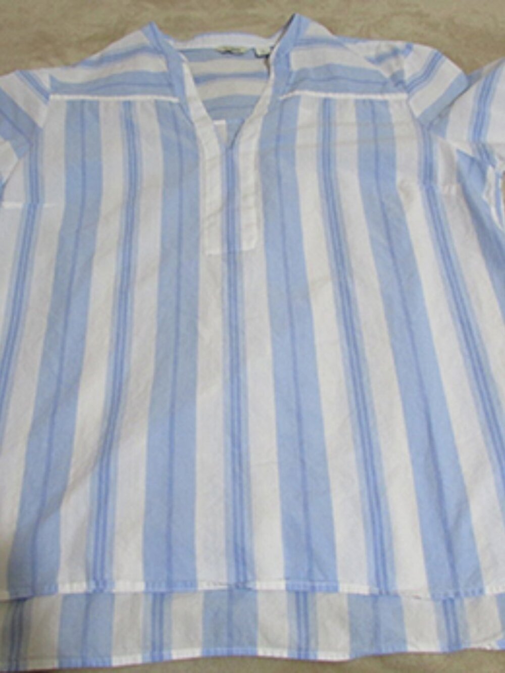 L.L. Bean Women's Tunic Style Blue & White Stripe Shirt - Size Large (B) - Picture 2 of 6